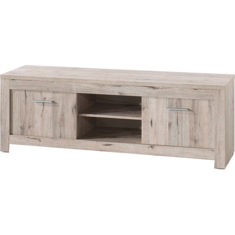 Meuble TV 2 portes 160x45x54 cm décor chêne - FUMAY