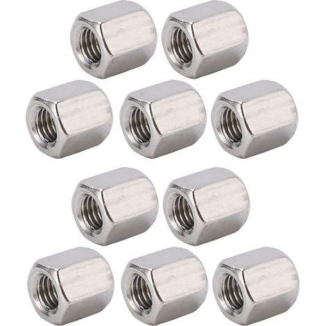 Écrous de raccord M12 argentés, lot de 10, hexagonaux 6 pans, acier inoxydable, kit de fixation pour remplacement (1/5)