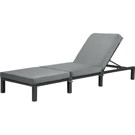 SVITA PEACH Gartenliege Sonnenliege Polsterauflage Klappbar Polyrattan Schwarz (1/5)
