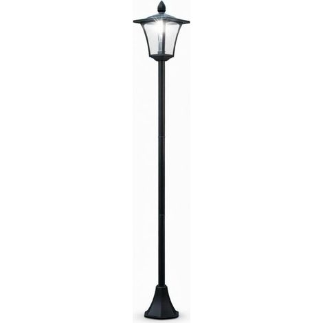 CHICFURN Farola solar de jardín exterior LED negra de 160 cm, lámpara de pie para terraza y camino, linterna vintage con sensor crepuscular y 4 paneles solares (1/5)