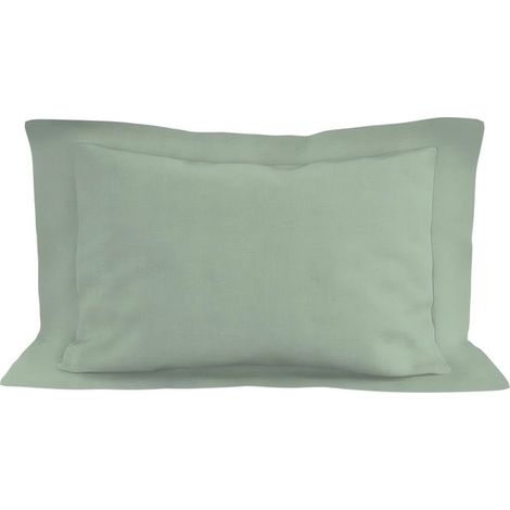 Filiyano – oreiller en coton 57 – Taie d'oreiller en coton 57 fils, 50 x 70 cm, vert d'eau uni, par Soleil d'ocre Green (1/5)