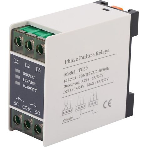 Relais de protection de séquence de phases, 3 relais de surveillance déséquilibre de tension efficace pour système électrique (1/5)