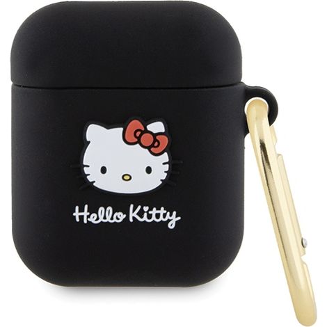 Hello Kitty HKA23DKHSK AirPods 1/2 Hülle, schwarz/schwarz, Silikon, 3D-Katzenkopf (1/3)