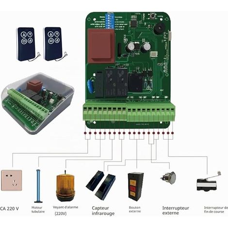 Boîtier universel pour volet roulant, garage, vanne, moteur roulant, volet roulant tubulaire avec récepteur radio 433 MHz et 2 télécommandes