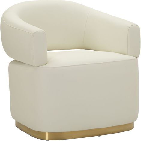 Fauteuil Design "Minsk Plus" 84cm Blanc & Or (1/5)