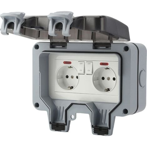 Socket outdoor waterproof IP66 with switch and indicator bright, fitment in saillie for environments humid, contact of safety, socket of garden, resistant to the dust and to weather (1/5)