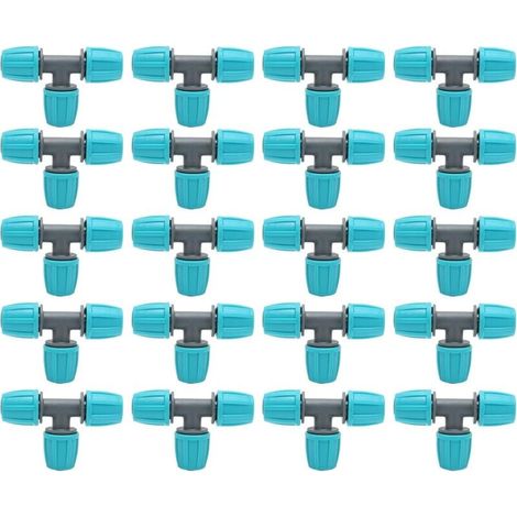 20 Stück T-Stücke mit Widerhaken, 16 mm Schlauchverbinder mit Widerhaken, Tropfbewässerungsarmaturen, Rohr-T-Stücke, 3-Wege-Adapter, Schlauchverbindungen für die Bewässerung von Garten- und Hofpflanze