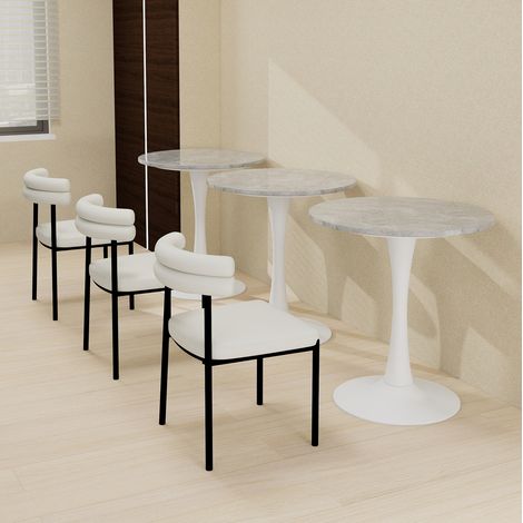 Runder Couchtisch 70 cm aus Kunstmarmor in Grau und Weiß HAVRYA (1/5)