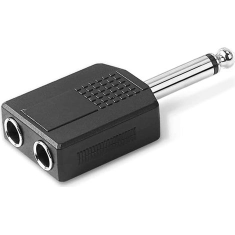 Adaptador audio mono  2xJACK 6.35/H - JACK 6.35/M  Negro (1/4)