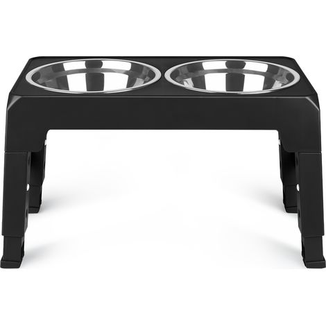 Gamelle Chien Surelevee,Gamelle surélevée pour Chiens,Haloyo®,4 Hauteurs RéGlables,Porte-Gamelles,pour Petits Chien Chat de Compagnie,Moyens,44 x 24 x 8cm,noir (1/5)