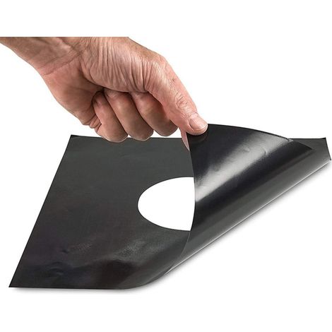 Filiyano-Lot de 4 protège-brûleurs antiadhésifs et réutilisables pour cuisinière à gaz, avec produit nettoyant (noir) (1/5)
