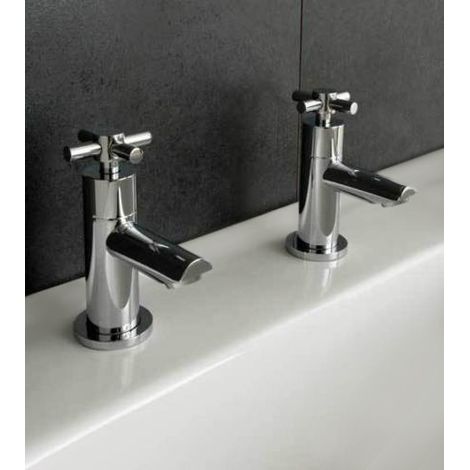 Crox Modern Style Cross Head Set Of Hot & Cold Bath Taps (1/5)