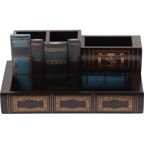 Porte-stylo en bois design rétro unique - Support robuste et durable pour crayons - Large applicabilité (1/5)