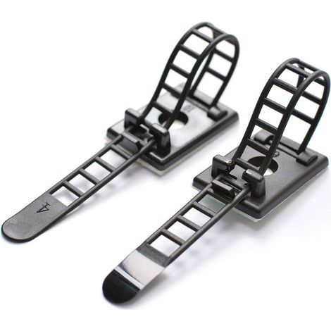 50 attaches câbles adhésives avec fixation par vis - Clips de gestion des câbles et serre-câbles réglables en nylon - Organiseurs de câbles autocollants pour maison bureau et projets DIY (1/5)