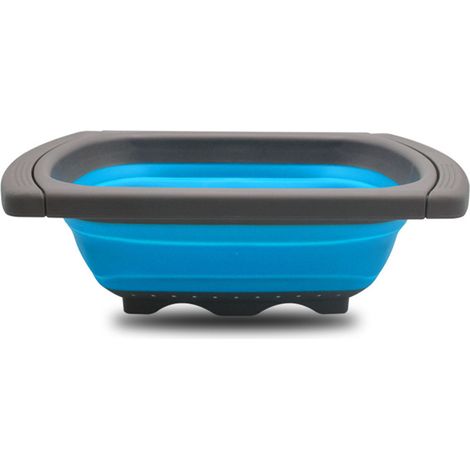 Passoire pliable extensible avec poignées, panier égouttoir de cuisine réutilisable – bleu (1/5)