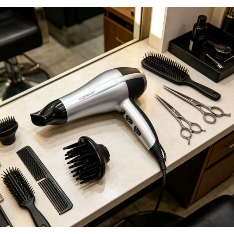 Sèche-cheveux professionnel Aigostar 2200W moteur DC, température réglable diffuseur, séchage rapide pour maison et salon