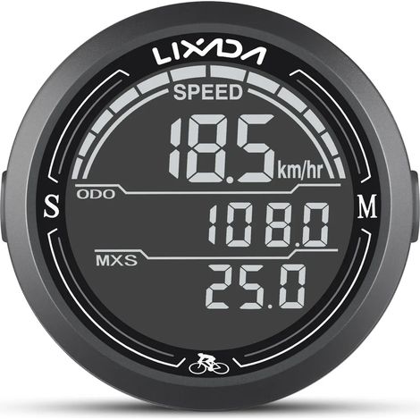 Compteur de vélo multifonction à écran LCD étanche, noir, adapté VTT et balades en parc jour et nuit (1/5)