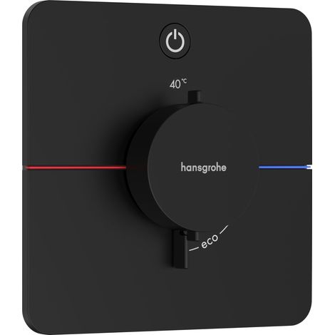 Mitigeur thermostatique, Robinet encastré avec arrêt de sécurité à 40°C, Thermostat 1 sortie, Noir mat (1/5)