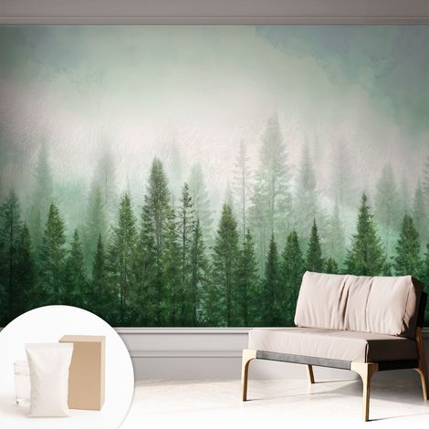 Carta Da Parati - Non Tessuto - Con Colla Inclusa - Per Interni - Ecologica - Con Ingresso - Soggiorno Lupo nella foresta 312x219 cm (1/5)