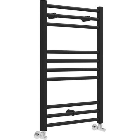 Signature Paragon Straight Heated Towel Rail 800mm H x 500mm W - Matt Black (1/2)