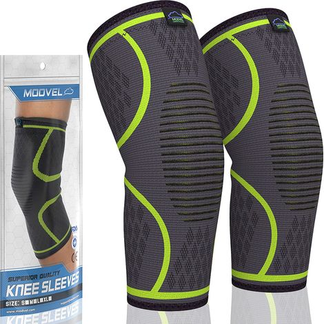 Manchon De Compression Pour Genou - Ergonomique Respirant Élastique - Pour Activités Sportives Course Vélo Rééducation - Lot De 2 (1/5)