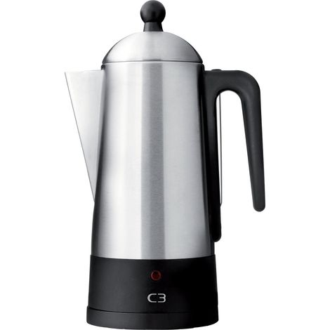 C3 30-32001 Edelstahl Kaffeekocher 6 Tassen Grau