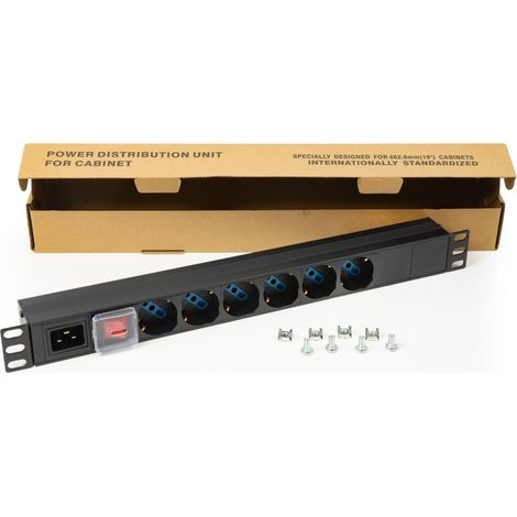 Link multipresa da rack 19 6 prese universali con presa per cavo alimentazione c20 (1/5)