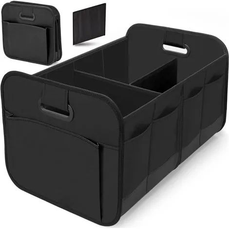Sac de rangement pour coffre de voiture, grande capacité 70 L, imperméable, pliable, 10 poches, polyester Oxford 600D, pour SUV, berline et monospace, noir. (1/3)