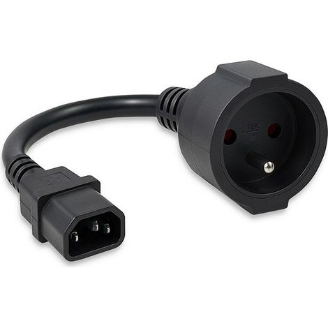 Adaptateur secteur IEC 320 C14 vers prise française, câble d'alimentation court 15 cm pour PC et équipements informatiques (1/5)