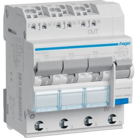 Disjoncteur Hager 3 pôles 16 A (1/2)