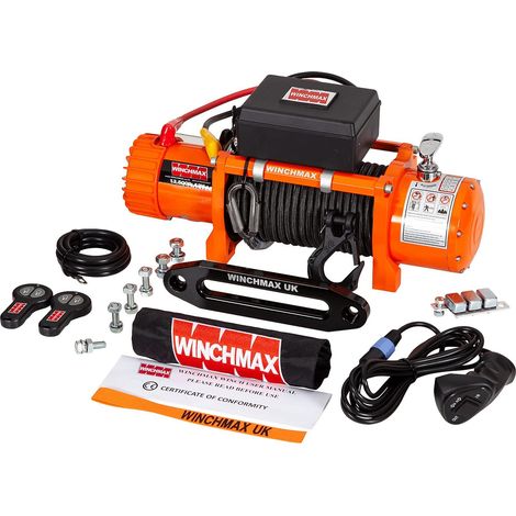 13,500lb (6,123kg) Original Orange 12v Electric Winch. 25m x 10mm Armourline Rope, Twin Wireless Remote Controls.