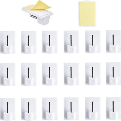 20 pcs Rideaux Crochets Adhésifs pour Tringle Rideau Crochet Autocollant Accroche Rideau sans Percage pour Rideau Canne d57 (1/4)