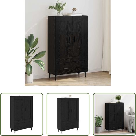 vidaXL Schrank Wohnzimmer -  Highboard Schwarz Eichen-Optik 69,5 x 31 x 115 cm Holzwerkstoff (1/5)
