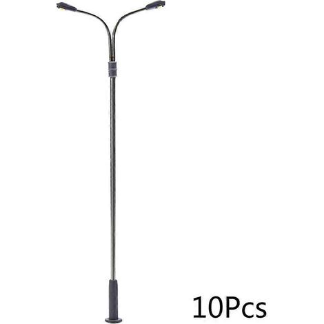 Gartenlaterne für Modelleisenbahnen, Zugmast, zwei Köpfe, Micro-Landscape 3V-1, 10er-Packung