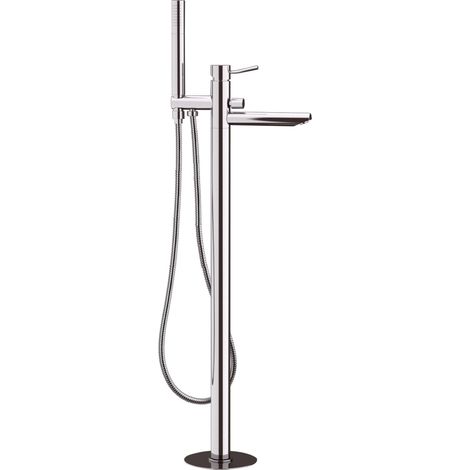 Rubinetto bordo vasca da pavimento con deviatore e kit doccia serie minimal (1/2)
