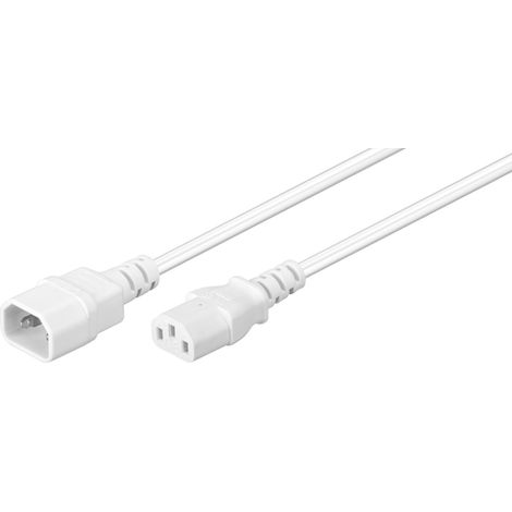 Goobay 97581 - Cable (0,5 m, Male connector / Female connector, C14 acoplador, C13 acoplador, 250 V, Blanco)