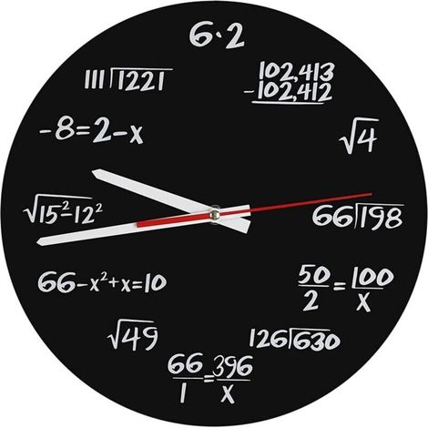 Horloge Murale Mathématique, 12 Pouces Équation Mathématique de Nouveauté Unique Horloge avec Équations Mathématiques Sim (1/4)