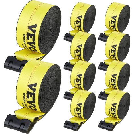 Sangles de treuil jaunes 10,2 cm x 12,2 m pour camions capacité 2722 kg idéal pour remorques et chargement sécurisé paquet de 10 (1/5)