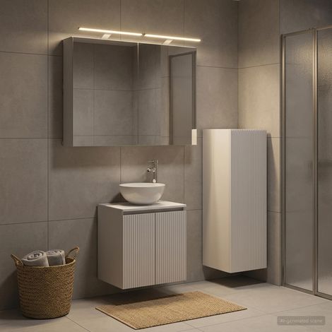 vidaXL Bathroom Furniture Set 4 pcs White Engineered Wood and Glass (1/5)