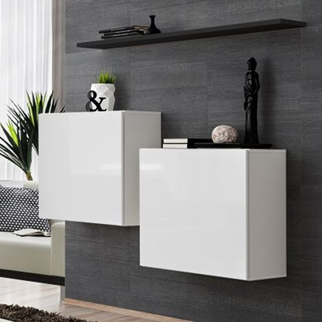 Lot de 2 Blocs & Étagère "Switch SBI" 130cm Blanc & Noir (1/4)