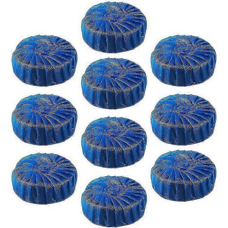 Lot de 10 pastilles bleues nettoyantes pour cuvette de toilettes. pour l'entretien du réservoir. (1/4)