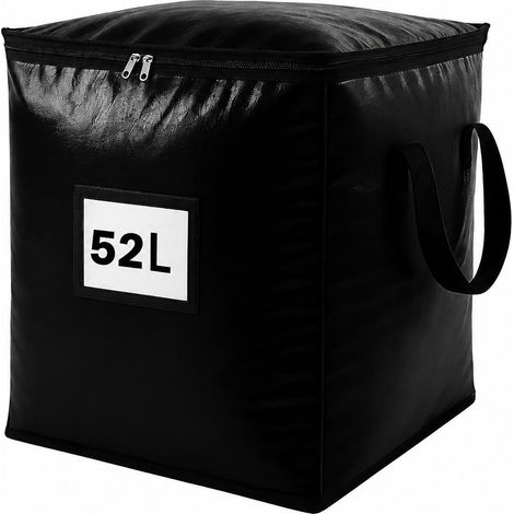 Sac de rangement pliable grande capacité 190 L, noir, imperméable et anti-poussière, en tissu Oxford, pour vêtements, couettes, déménagement, noir 51 L (1 pièce) (1/5)