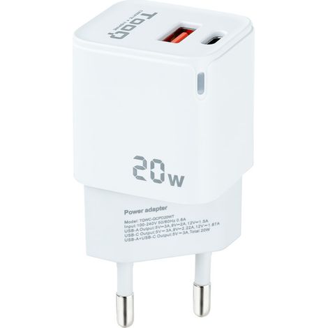 Ladegerät Red Usb-c Pd + Usb-a Qc 20w Tooq White Tooq Tqwc-qcpd20wt (1/5)