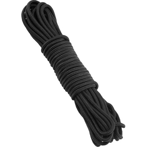 KINGLAKE Paracorde 5mm Noir, 15M Corde en Nylon épaisseur pour Bateau Gonflable, Linge, d'auvent, pour Attacher Le Jardin, Projets d'artisanat, Camping en Plein Air (1/5)