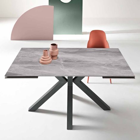 Tavolo allungabile a 240 cm in pietra effetto marmo Grigio SKY (1/3)