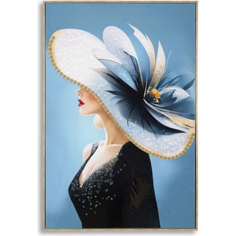 Dipinto su tela Dori B dama con cappello fiorito, 62x92 cm (1/5)