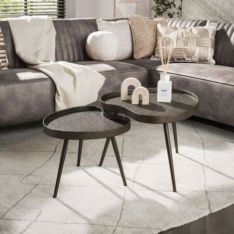 Lot de 2 tables basses organiques en métal 3D bronze - KENDY (1/5)
