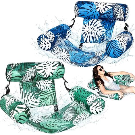 CCYKXA2 PCS Bouee Piscine Matelas Gonflable pour Adultes, 4 in 1 Portable Hamac d'eau Gonflable, Fauteuil Gonflable de Bouée,Chaise Flottante pour Fêtes,Été (1/5)
