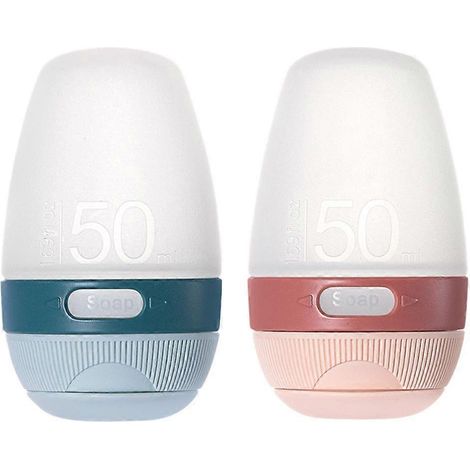 Lot de 2 flacons de voyage en silicone de 50 ml, flacons souples portables pour crèmes et lotions (1/4)