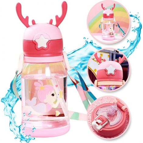 Botella de agua infantil con pajita de 600 ml BD30R